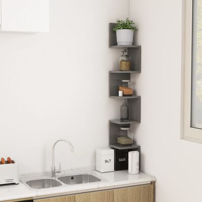 vidaXL Wall Corner Shelf Grey 20x20x127.5 cm Engineered Wood, grey vidaXL Wall Corner Shelf Grey 20x20x127.5 cm Engineered Wood