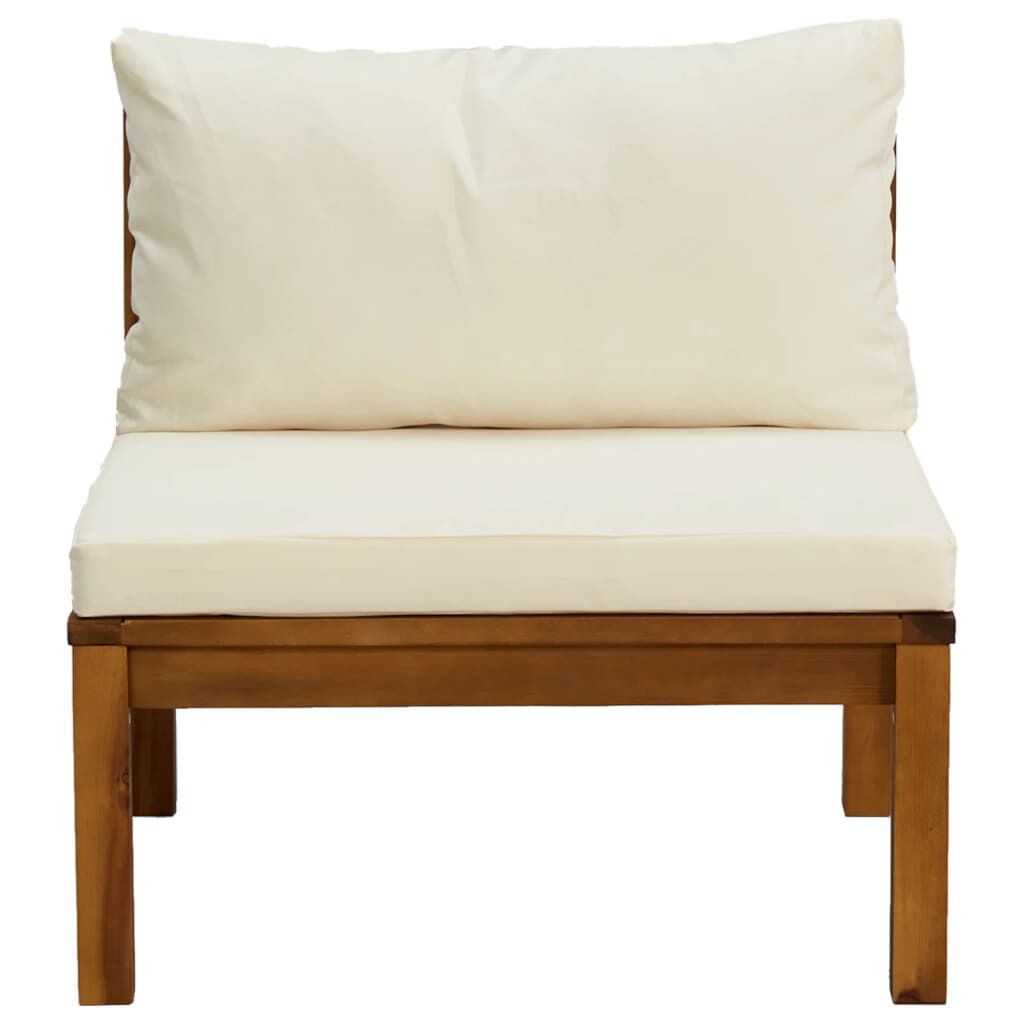 vidaXL 2 Piece Garden Sofa Set with Cream White Cushions Acacia Wood
