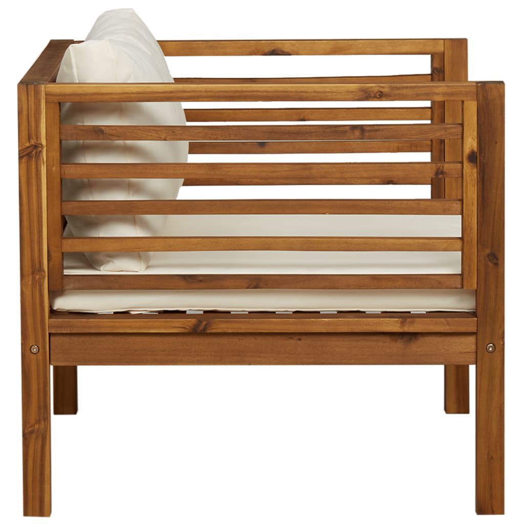 vidaXL Garden Chair with Cream White Cushions Solid Acacia Wood