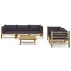 vidaXL 6 Piece Garden Lounge Set with Dark Grey Cushions Bamboo