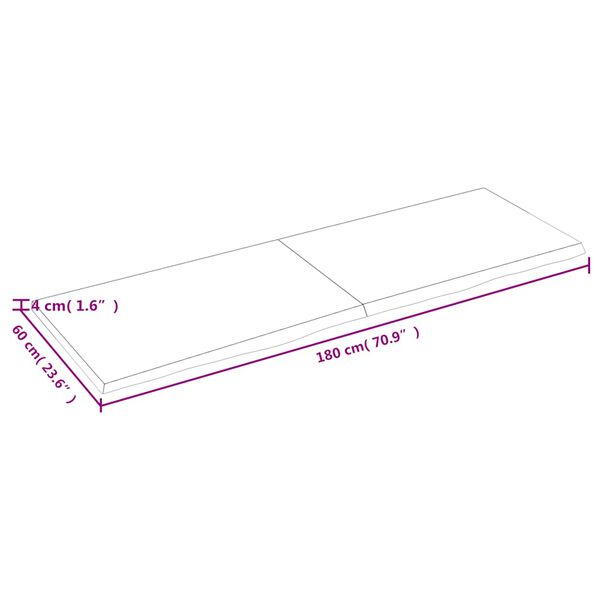 vidaXL Table Top Light Brown 180x60x(2-4) cm Treated Solid Wood Oak