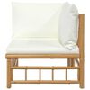 vidaXL Garden Corner Sofa with Cream White Cushions Bamboo