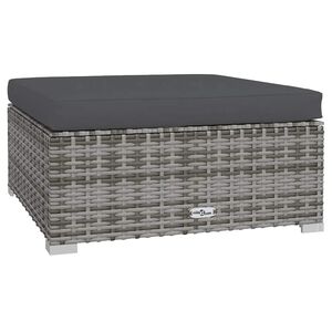 vidaXL Garden Footrest with Cushion Grey 70x70x30 cm Poly Rattan
