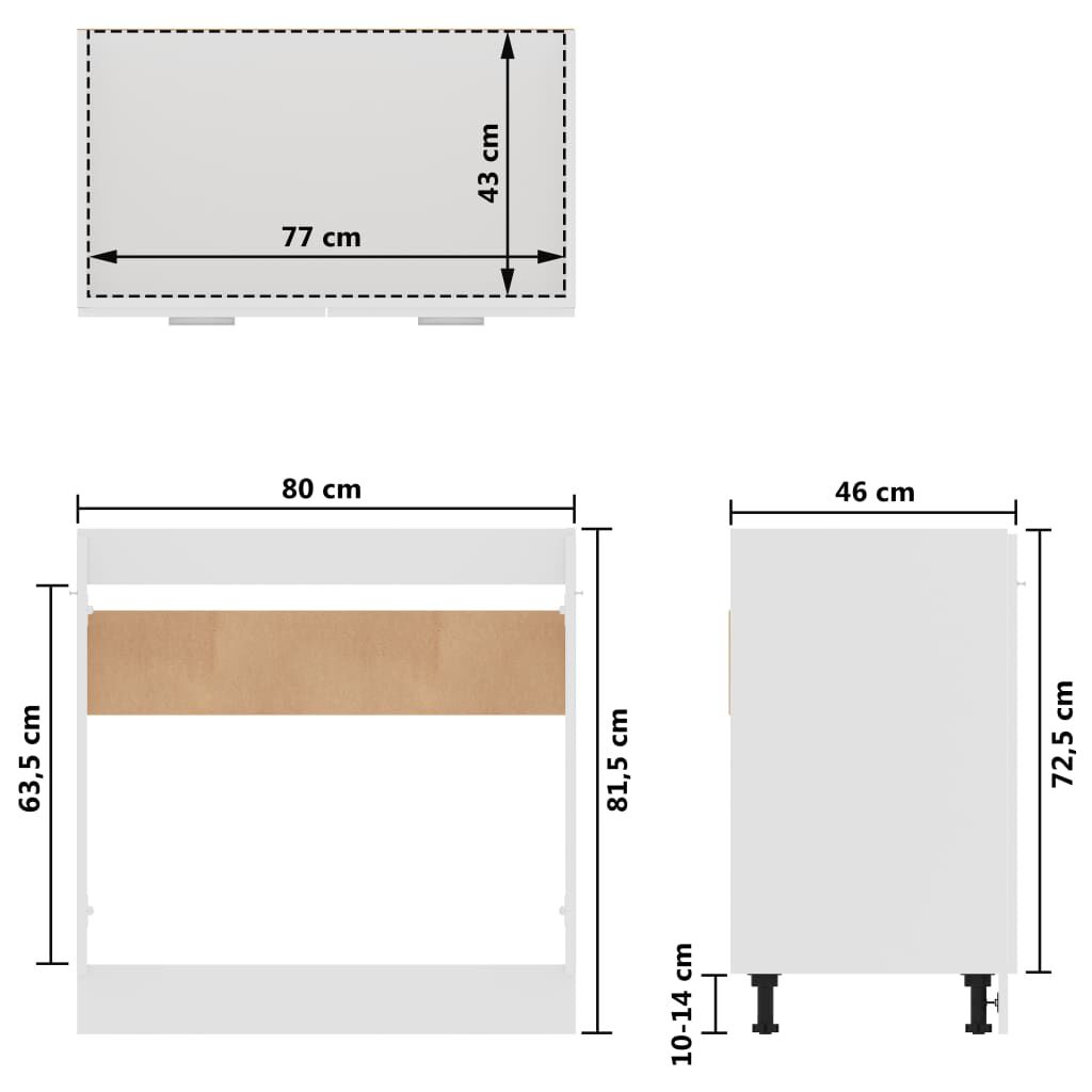 vidaXL Sink Bottom Cabinet Lyon White 80x46x81.5 cm Engineered Wood