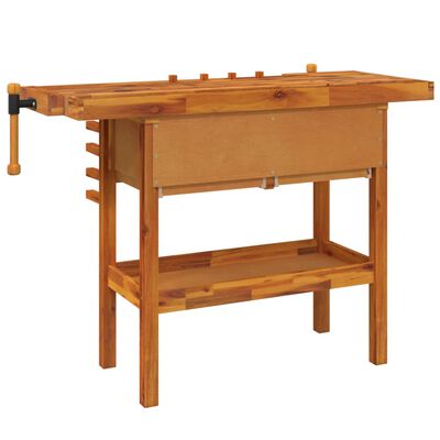 vidaXL Workbench with Drawers and Vices 124x52x83 cm Solid Wood Acacia,  vidaXL Workbench with Drawers and Vices 124x52x83 cm Solid Wood Acacia