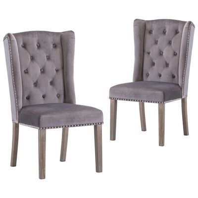 vidaXL Dining Chairs 2 pcs Grey Velvet, grey vidaXL Dining Chairs 2 pcs Grey Velvet