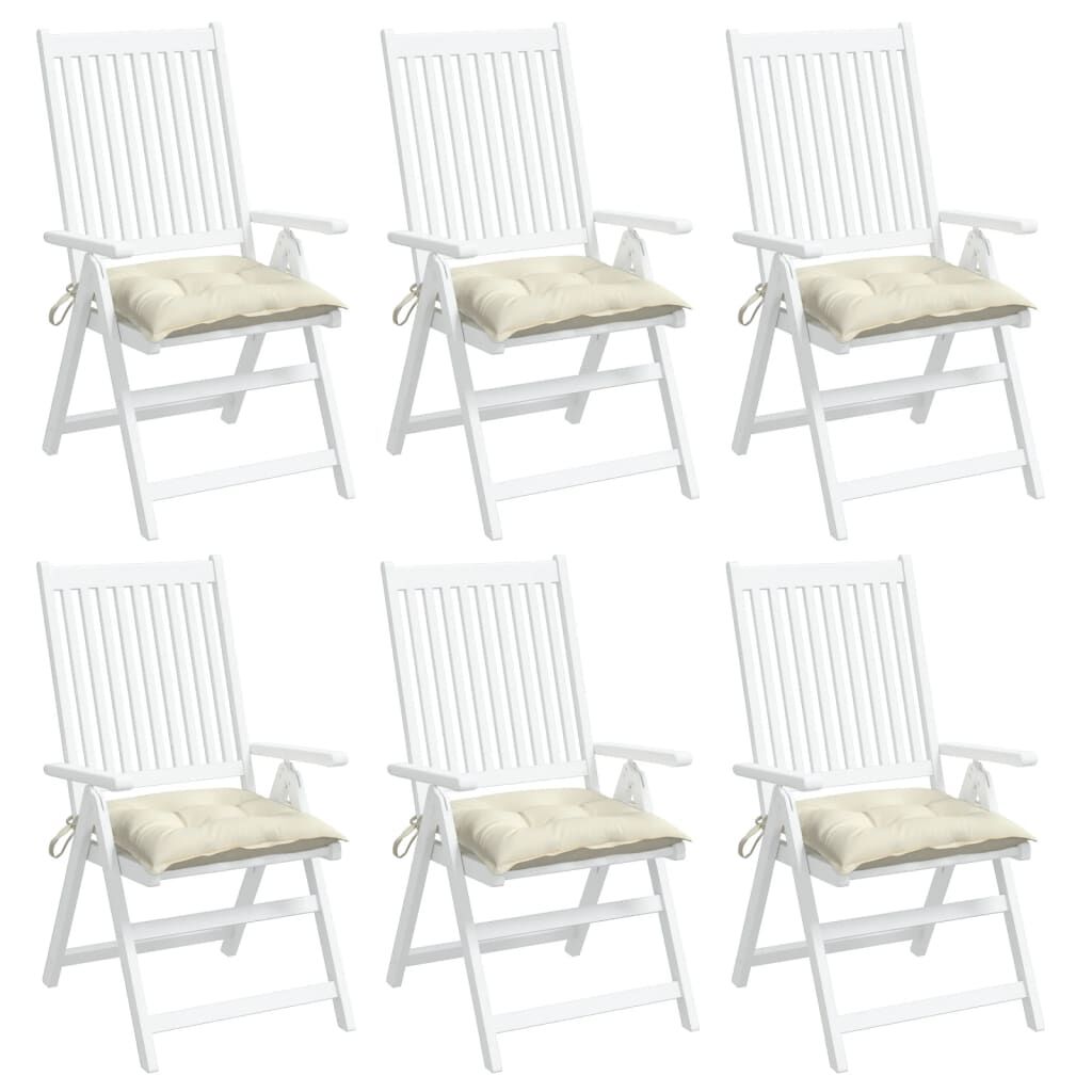 vidaXL Chair Cushions 6 pcs Cream White 50x50x7 cm Oxford Fabric