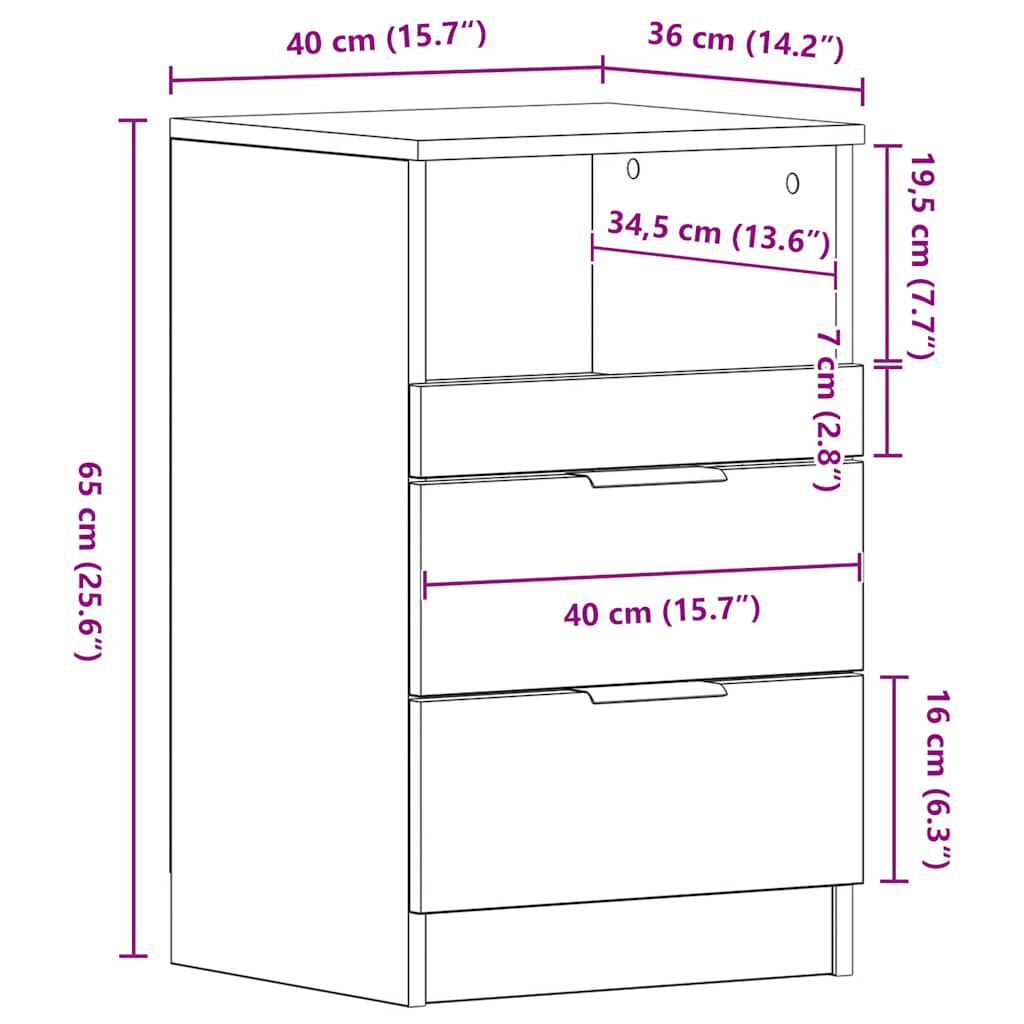 vidaXL Bedside Cabinet White Engineered Wood