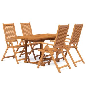 vidaXL 5 Piece Garden Dining Set Solid Wood Acacia 120-170 cm