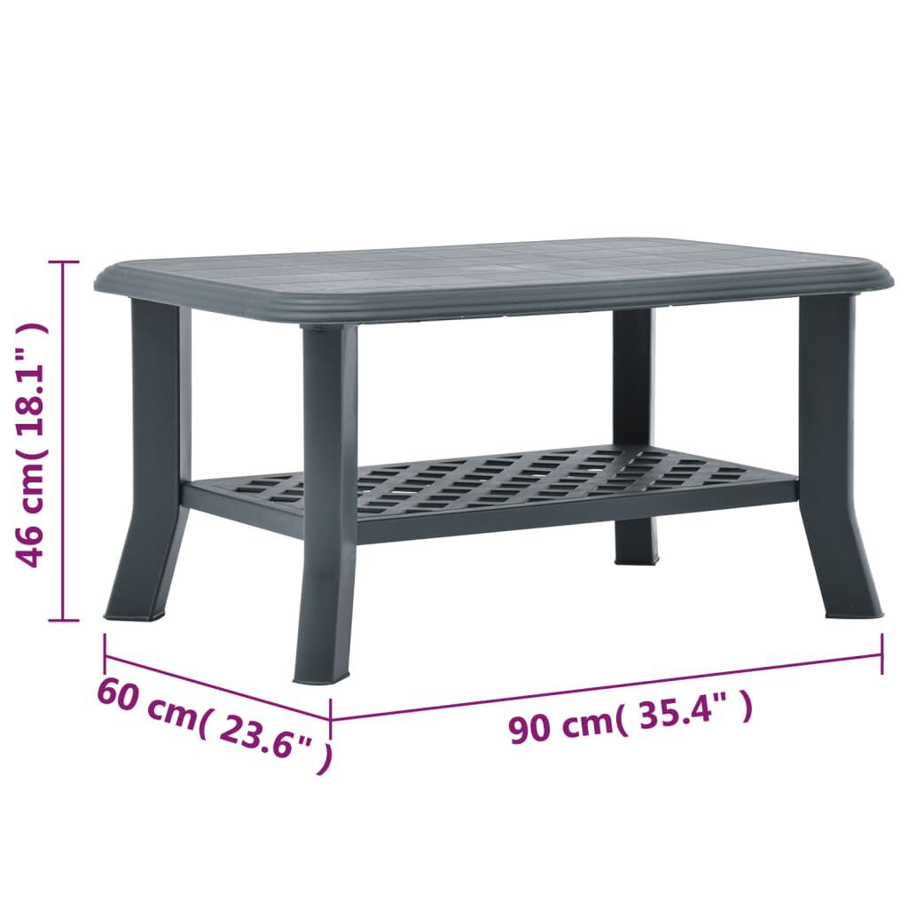 vidaXL Coffee Table Green 90x60x46 cm Plastic
