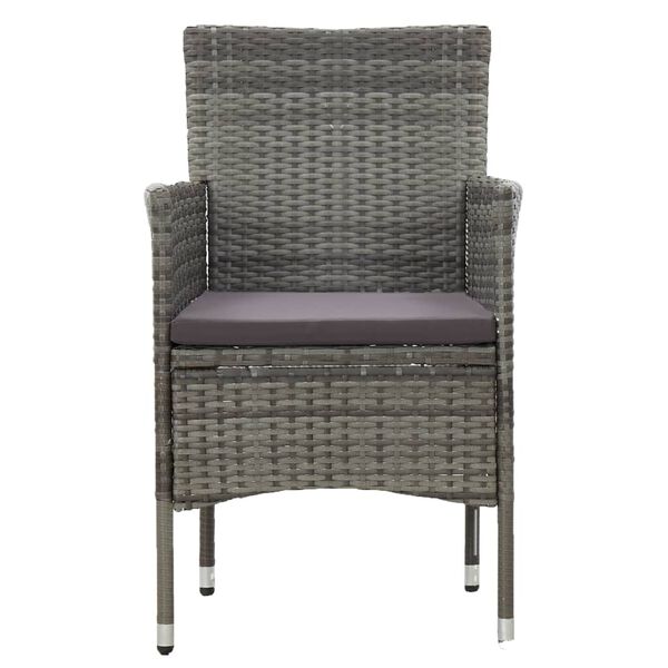 vidaXL Garden Dining Chairs 2 pcs Poly Rattan Grey
