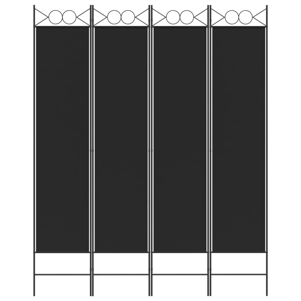 vidaXL 4-Panel Room Divider Black 160x200 cm Fabric