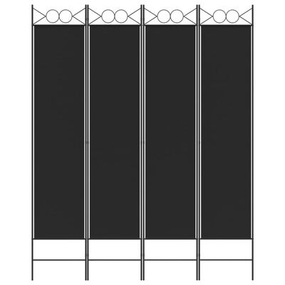 vidaXL 4-Panel Room Divider Black 160x200 cm Fabric, black vidaXL 4-Panel Room Divider Black 160x200 cm Fabric