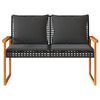 vidaXL Garden Bench with Cushion Black Poly Rattan Acacia Wood