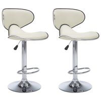 vidaXL Bar Stools 2 pcs Cream Faux Leather, cream vidaXL Bar Stools 2 pcs Cream Faux Leather