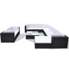 vidaXL 10 Piece Garden Lounge Set with Cushions Poly Rattan Black