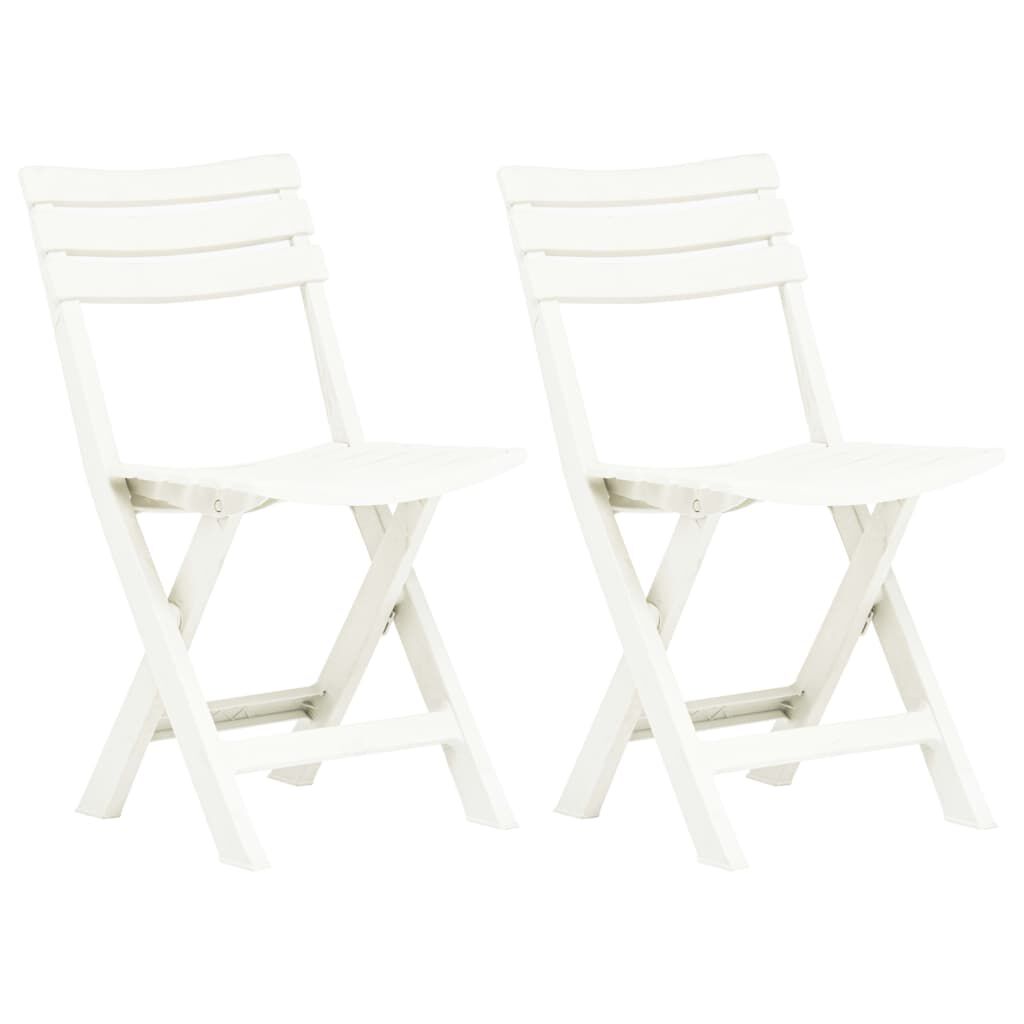 vidaXL Folding Garden Chairs 2 pcs Plastic White