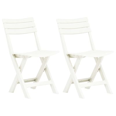 vidaXL Folding Garden Chairs 2 pcs Plastic White, white vidaXL Folding Garden Chairs 2 pcs Plastic White