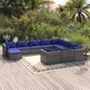 vidaXL 11 Piece Garden Lounge Set with Cushions Poly Rattan Grey