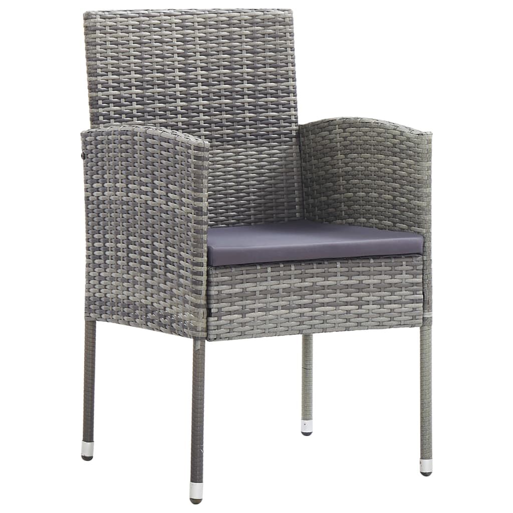 vidaXL 7 Piece Garden Dining Set Poly Rattan Anthracite & Grey