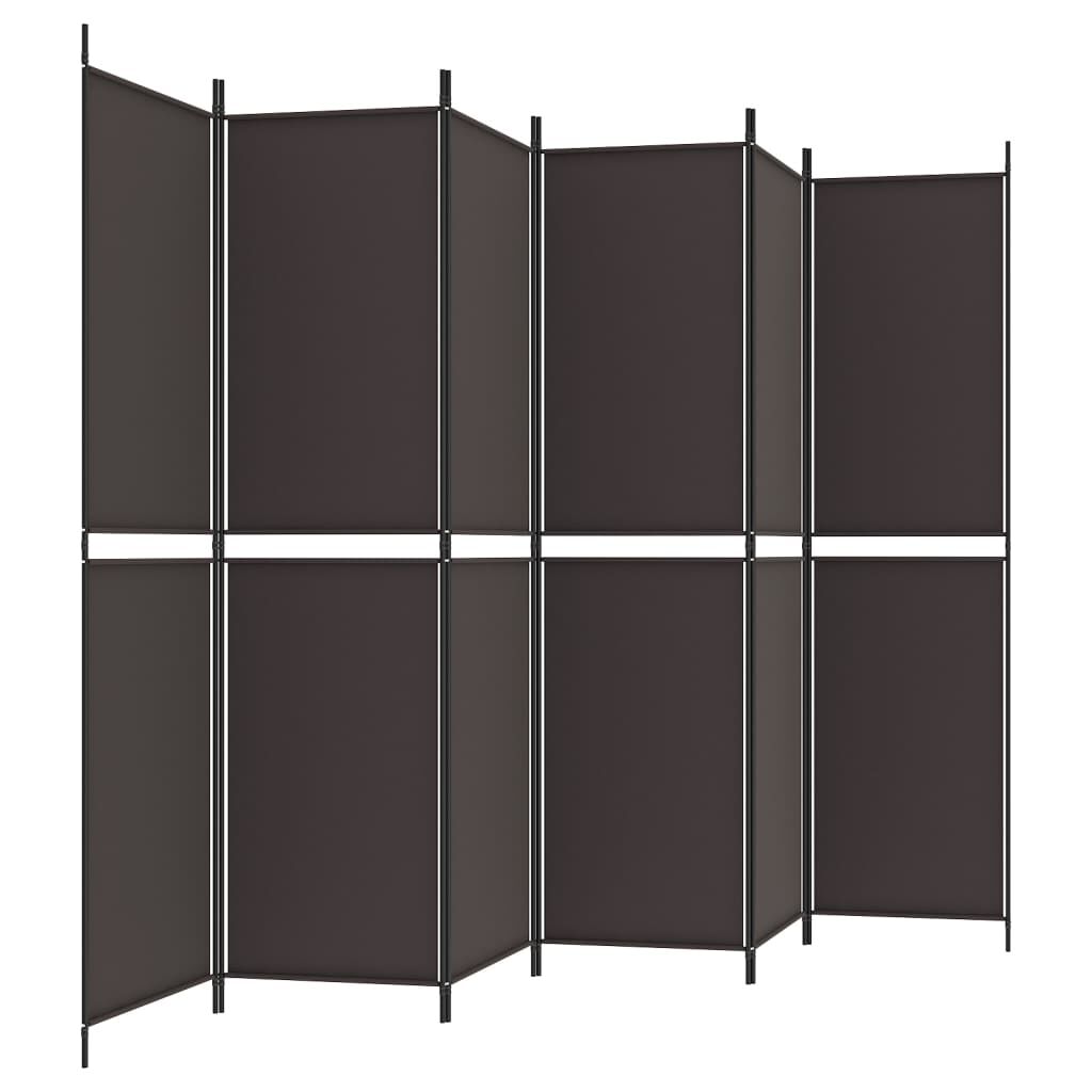 vidaXL 6-Panel Room Divider Brown 300x200 cm Fabric