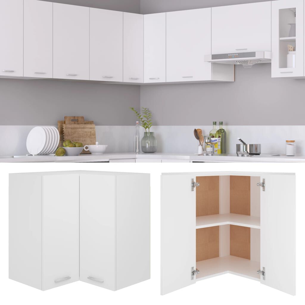 vidaXL Hanging Corner Cabinet Lyon White 57x57x60 cm Engineered Wood