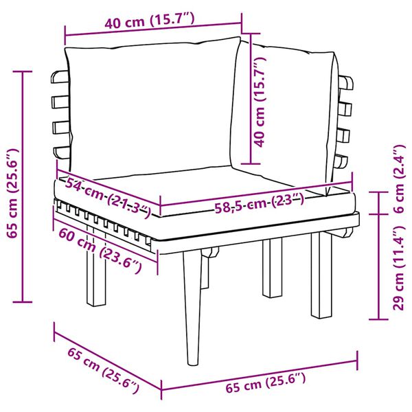 vidaXL Garden Corner Sofa with Cushions Solid Acacia Wood