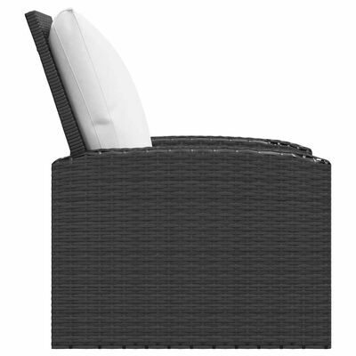 vidaXL Garden Reclining Chair with Cushions Black Poly Rattan, black vidaXL Garden Reclining Chair with Cushions Black Poly Rattan