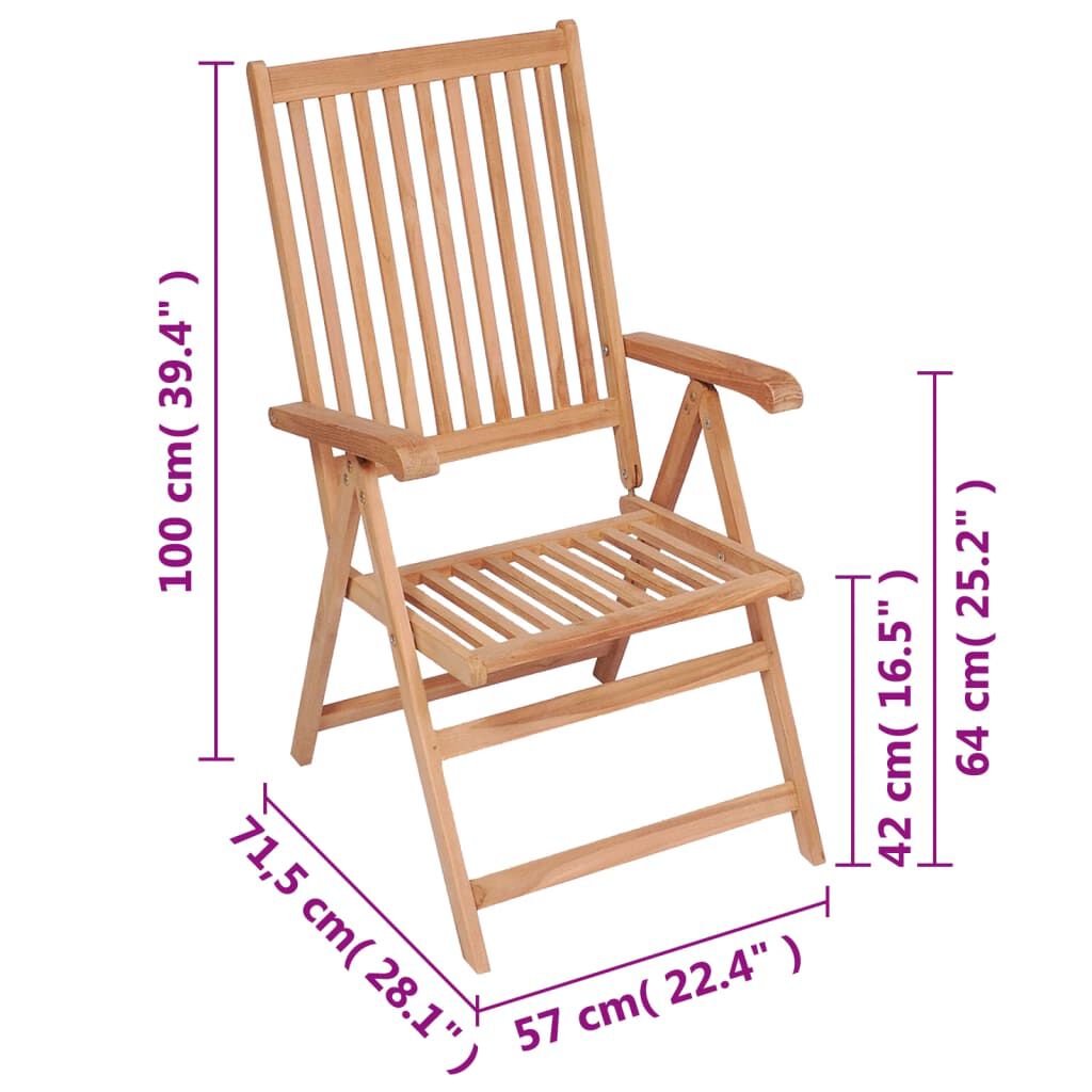 vidaXL Reclining Garden Chairs 6 pcs Solid Teak Wood