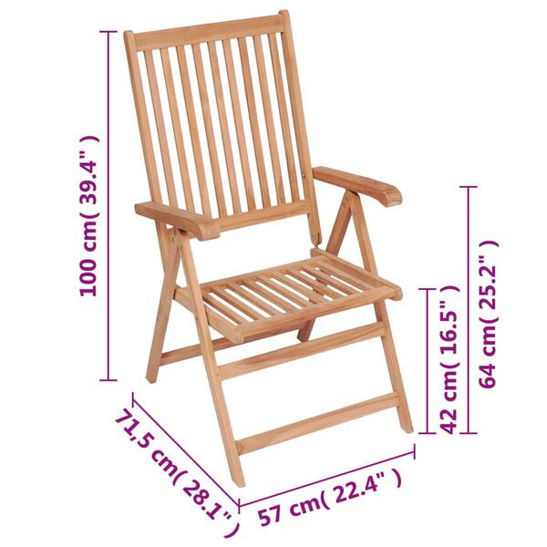 vidaXL Reclining Garden Chairs 6 pcs Solid Teak Wood