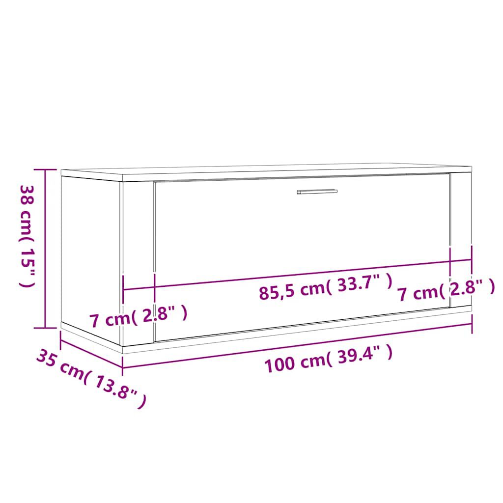 vidaXL Wall Shoe Cabinet Black 100x35x38 cm Engineered Wood
