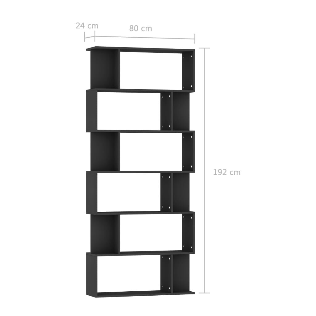 vidaXL Book Cabinet/Room Divider Black 80x24x192 cm Engineered Wood