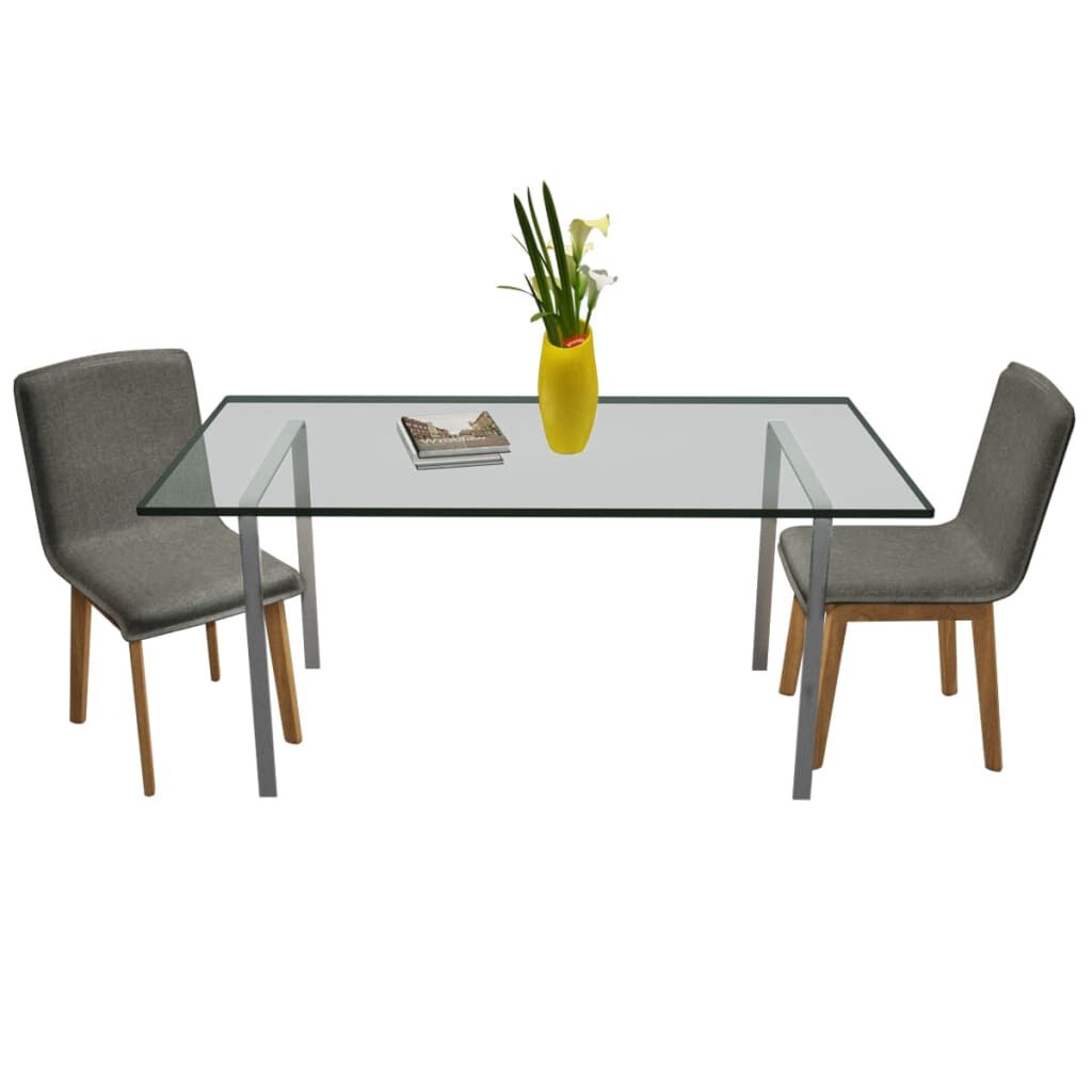 Oak Indoor Fabric Dining Chair Set 2 pcs Dark Grey