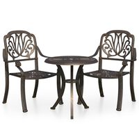 vidaXL 3 Piece Bistro Set Cast Aluminium Bronze, bronze vidaXL 3 Piece Bistro Set Cast Aluminium Bronze