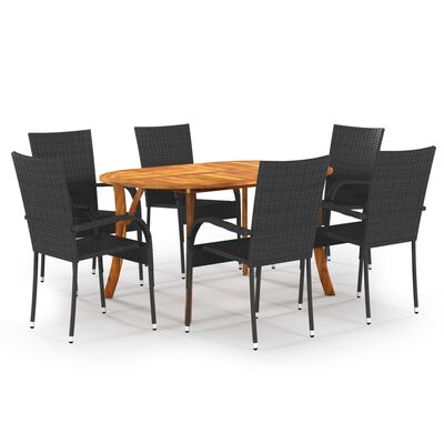 vidaXL 7 Piece Garden Dining Set Black