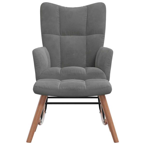 vidaXL Rocking Chair with a Stool Dark Grey Velvet