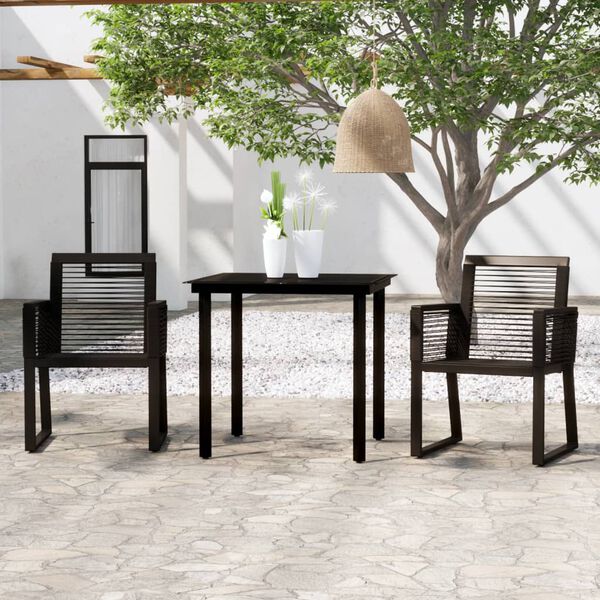 vidaXL 3 Piece Garden Dining Set Black