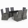 vidaXL 7 Piece Garden Dining Set with Cushions Grey