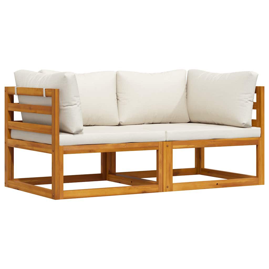 vidaXL Sectional Corner Sofas 2 pcs with Cushions Cream White