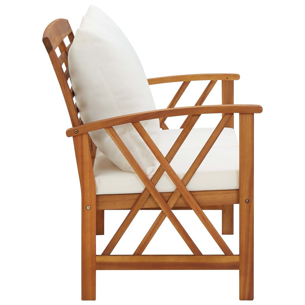 vidaXL Garden Bench with Cushions 119 cm Solid Acacia Wood