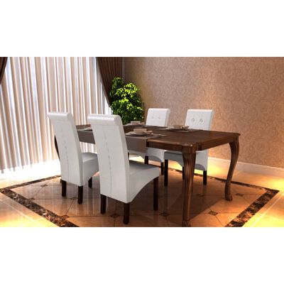 vidaXL Dining Chairs 4 pcs White Faux Leather, white vidaXL Dining Chairs 4 pcs White Faux Leather