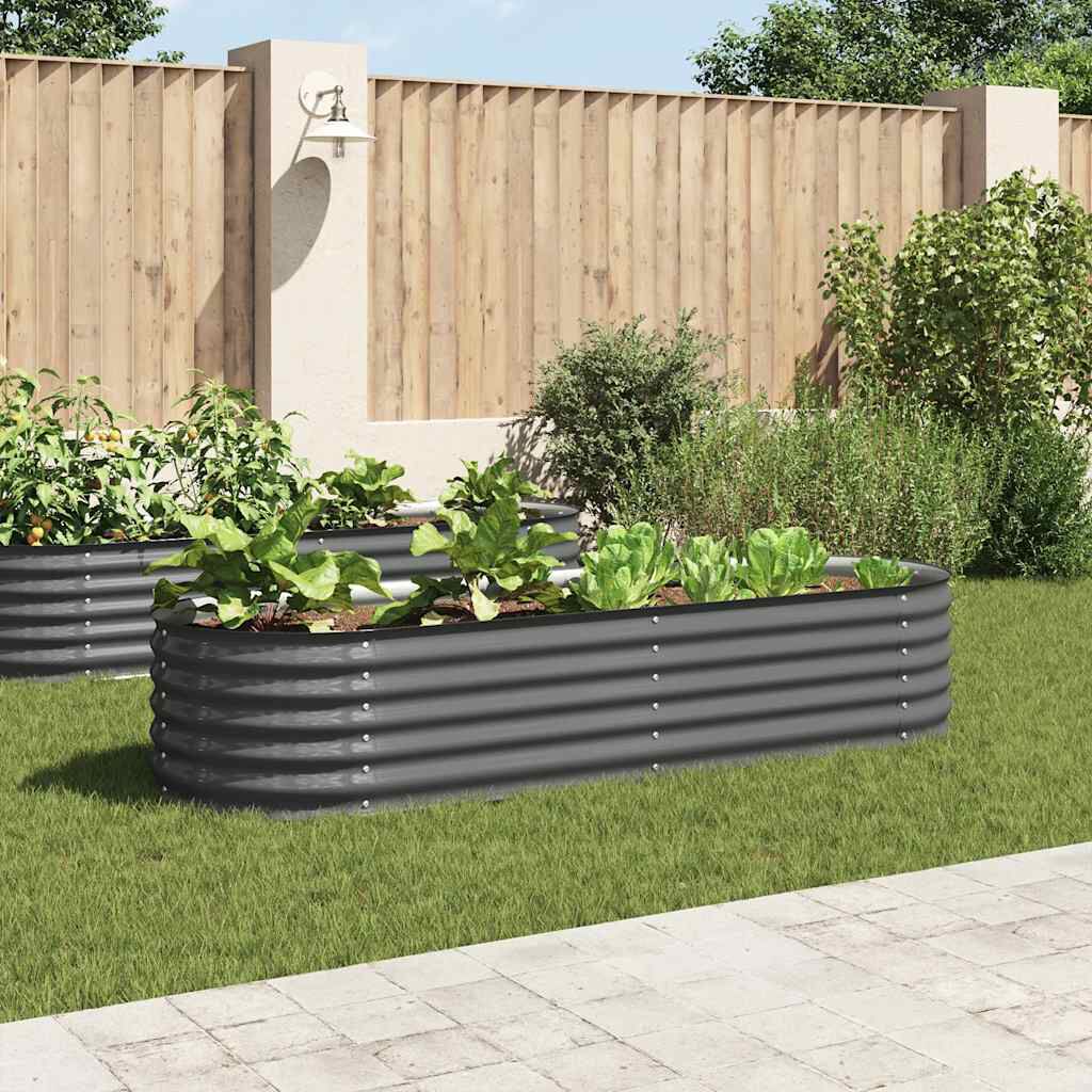 vidaXL Garden Raised Bed 240x80x44 cm Galvanised Steel Grey