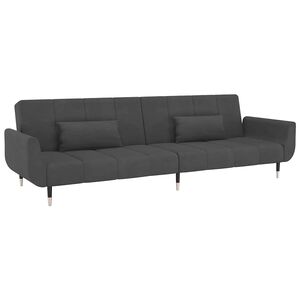 vidaXL 2-Seater Sofa Bed with Two Pillows Dark Grey Velvet