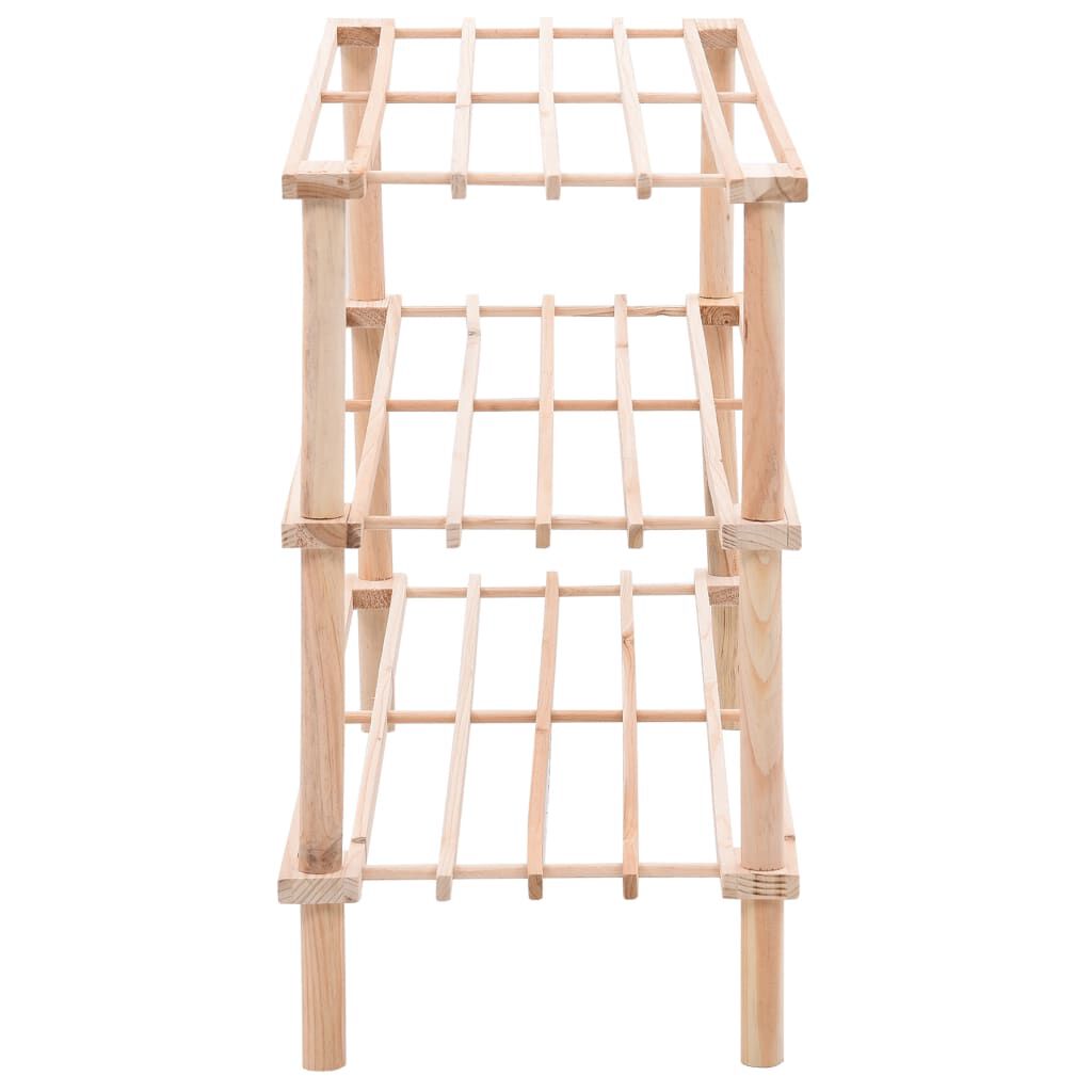 vidaXL 3-Tier Shoe Rack Solid Fir Wood