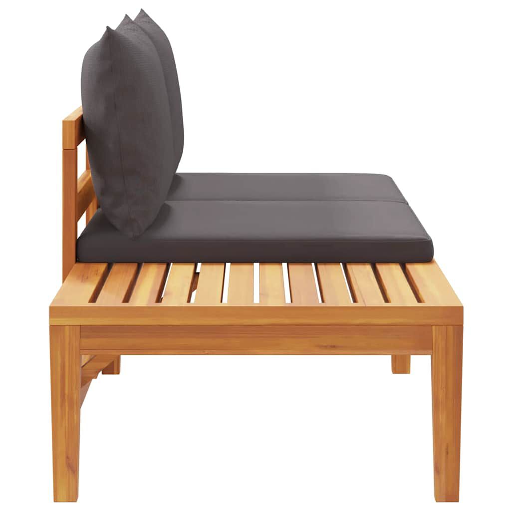 vidaXL Garden Bench with Table Dark Grey Cushions Solid Acacia Wood