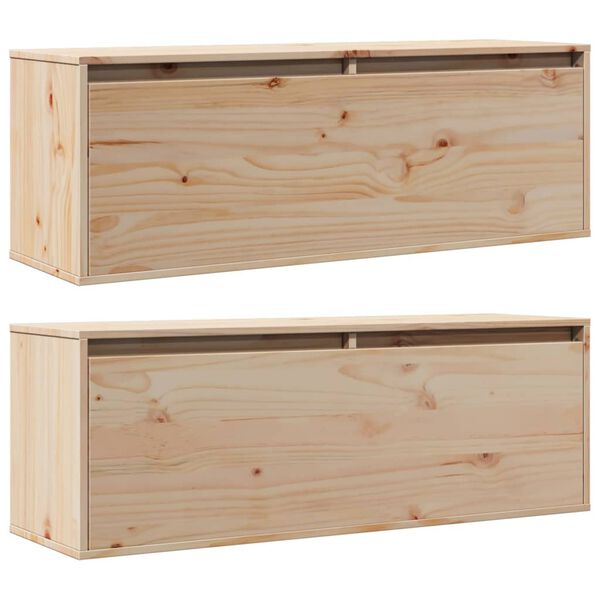 vidaXL Wall Cabinets 2 pcs 100x30x35 cm Solid Wood Pine