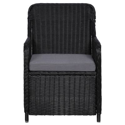 vidaXL Outdoor Chairs with Cushions 2 pcs Poly Rattan Black, black vidaXL Outdoor Chairs with Cushions 2 pcs Poly Rattan Black