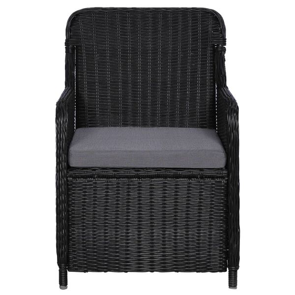 vidaXL Outdoor Chairs with Cushions 2 pcs Poly Rattan Black