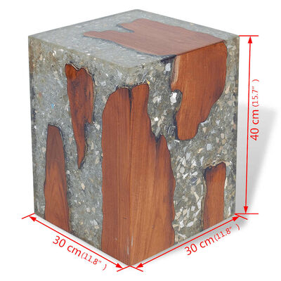 vidaXL Stool Solid Teak Wood and Resin,  vidaXL Stool Solid Teak Wood and Resin