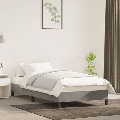 vidaXL Bed Frame without Mattress Light Grey 92x187 cm Single Velvet, light grey vidaXL Bed Frame without Mattress Light Grey 92x187 cm Single Velvet